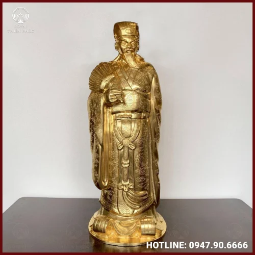 Tượng Khổng Minh bằng đồng dát vàng 9999 cao 90cm