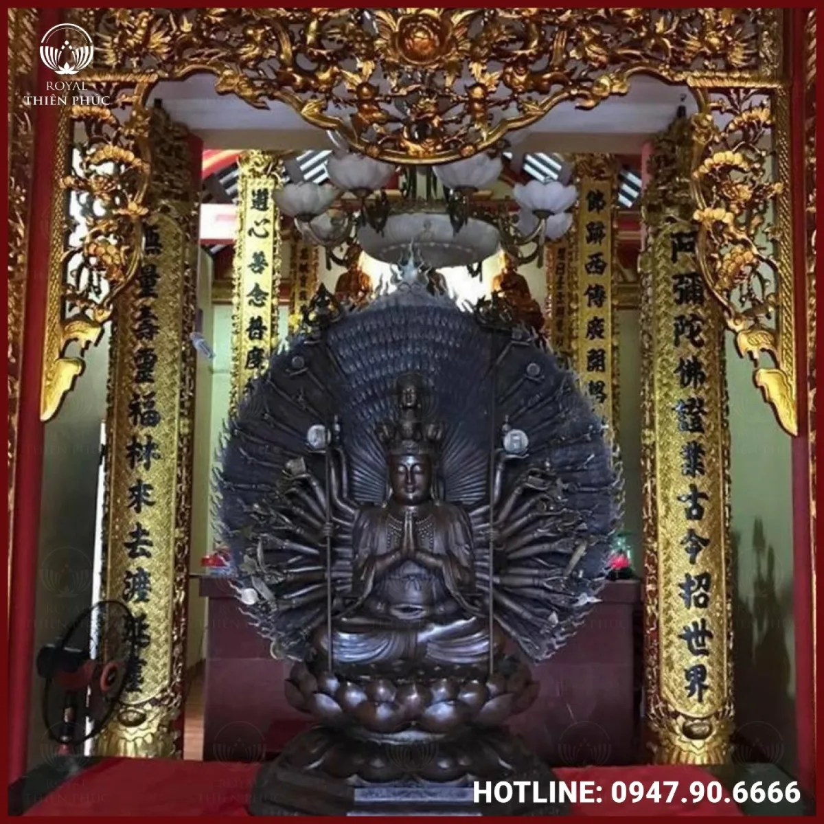 Tượng Phật Thiên Thủ Thiên Nhãn hun giả cổ cao 61cm linh thiêng
