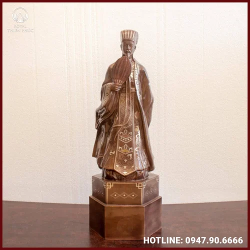 Tượng Gia Cát Lượng bằng đồng khảm tam khí
