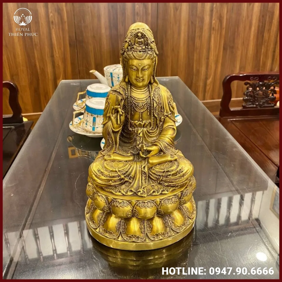 Tượng Quan Thế Âm Bồ Tát đồng vàng 