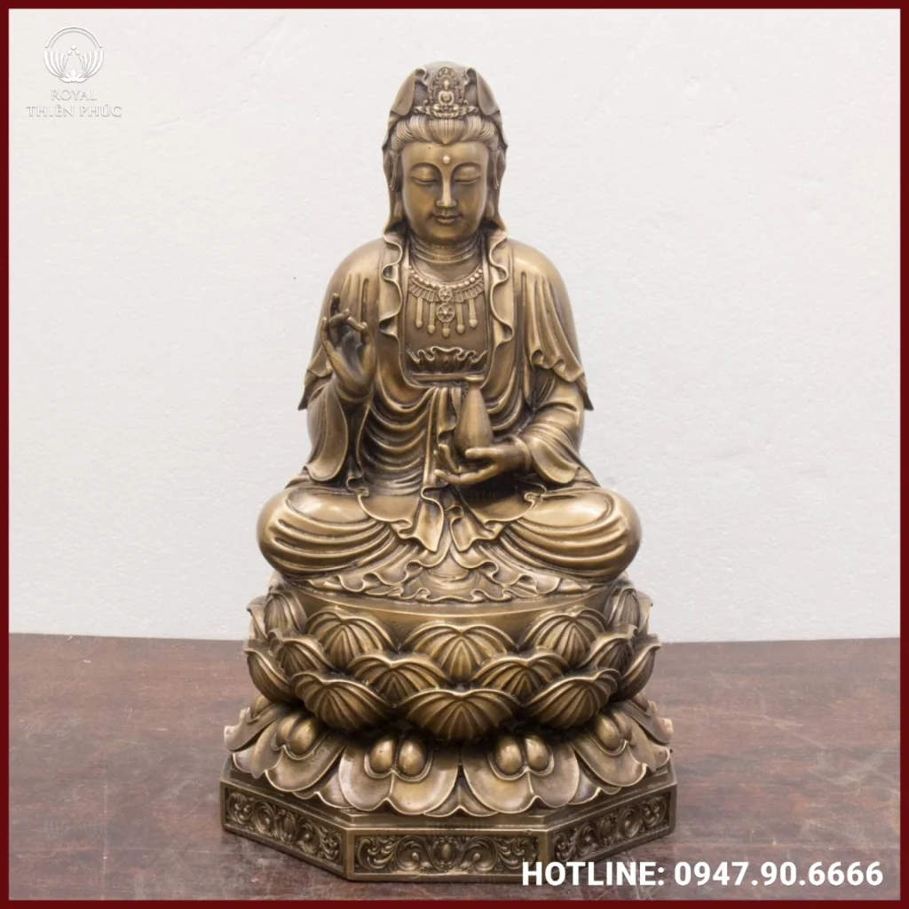 Tượng Phật Bà Quan Âm bằng đồng hun giả cổ tinh xảo