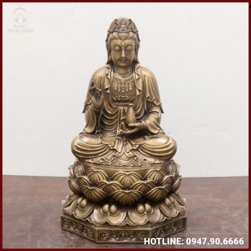 Tượng Phật Bà Quan Âm bằng đồng hun giả cổ tinh xảo