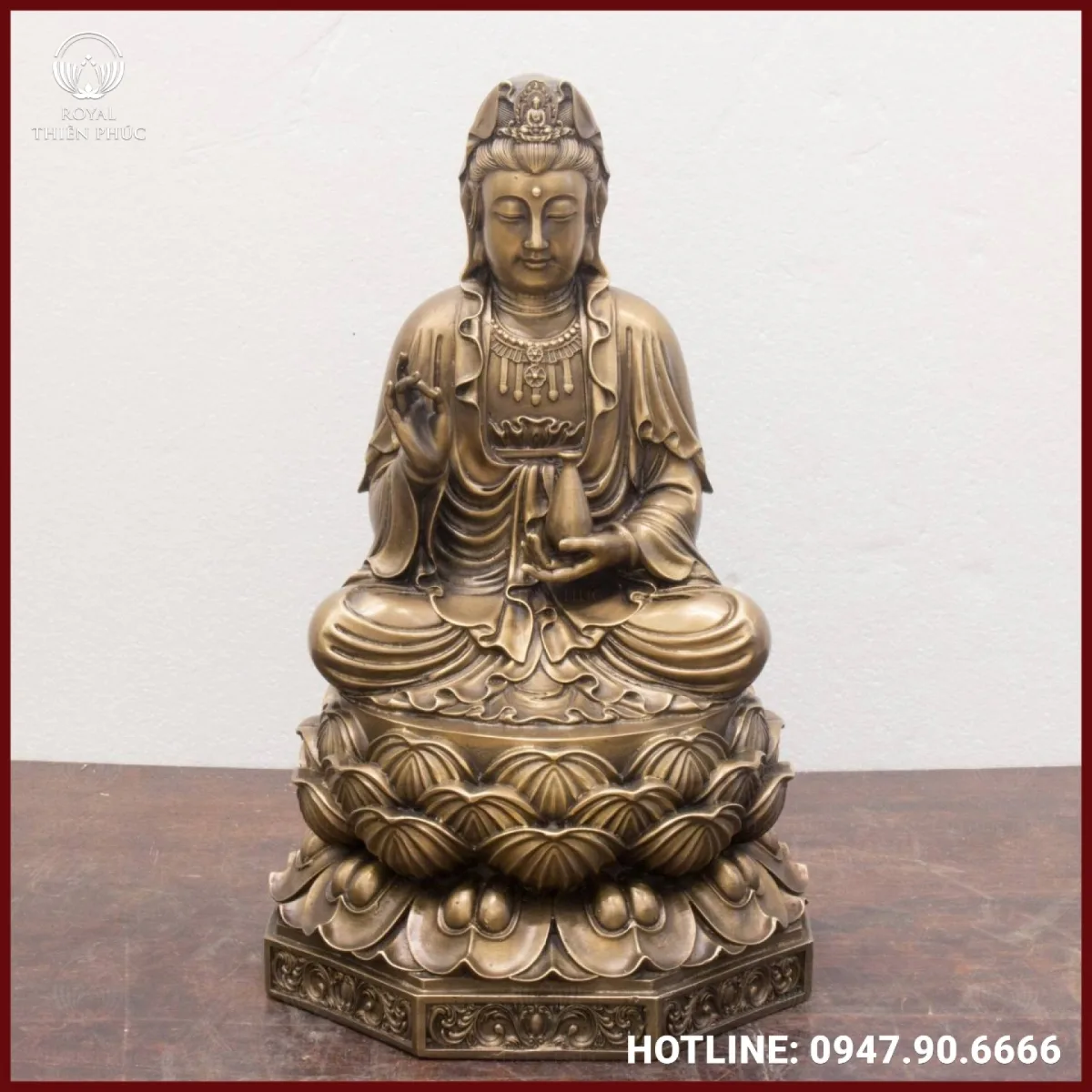 Tượng Phật Bà Quan Âm bằng đồng hun giả cổ tinh xảo