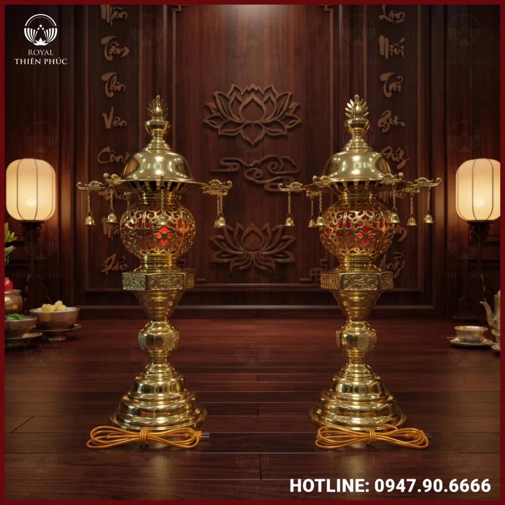 Đèn thờ chuông bằng đồng vàng cao cấp