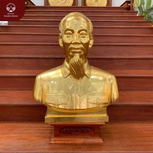 Tượng Bác Hồ bằng đồng dát vàng - tượng bán thân trưng bày hội trường