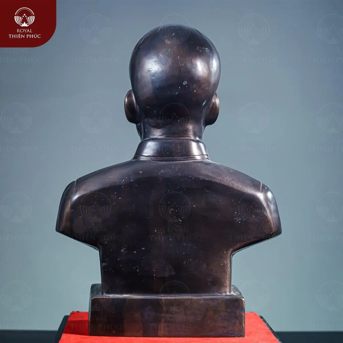 Tượng chân dung Bác Hồ bằng đồng đỏ xi nâu cao 35cm