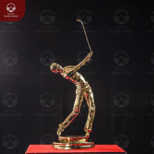 Tượng đánh golf lưu niệm bằng đồng mạ vàng 24k tinh xảo