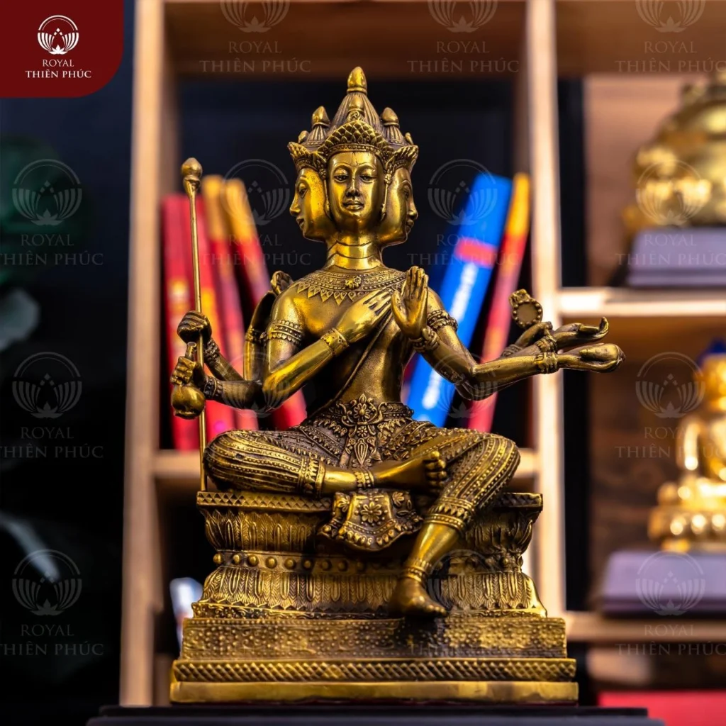 Tượng Phật Tứ Diện Thần bằng đồng vàng phong cách Thái Lan