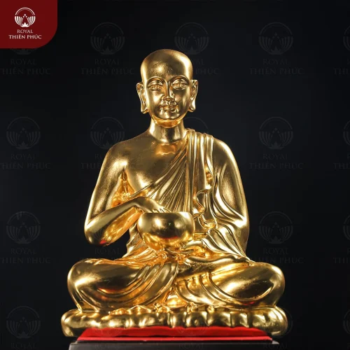 Tượng Thánh Tăng Sivali khất thực bằng đồng vàng dát vàng