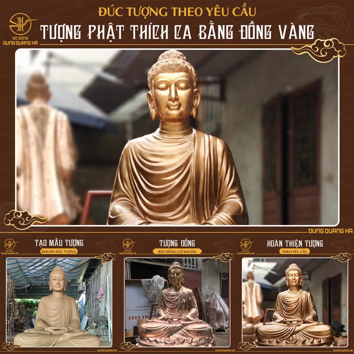 Quy trình đúc tượng Thích Ca đồng vàng