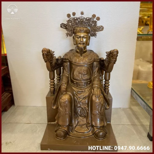 Tượng Ngọc Hoàng Thượng Đế bằng đồng đỏ làm màu cao 70cm
