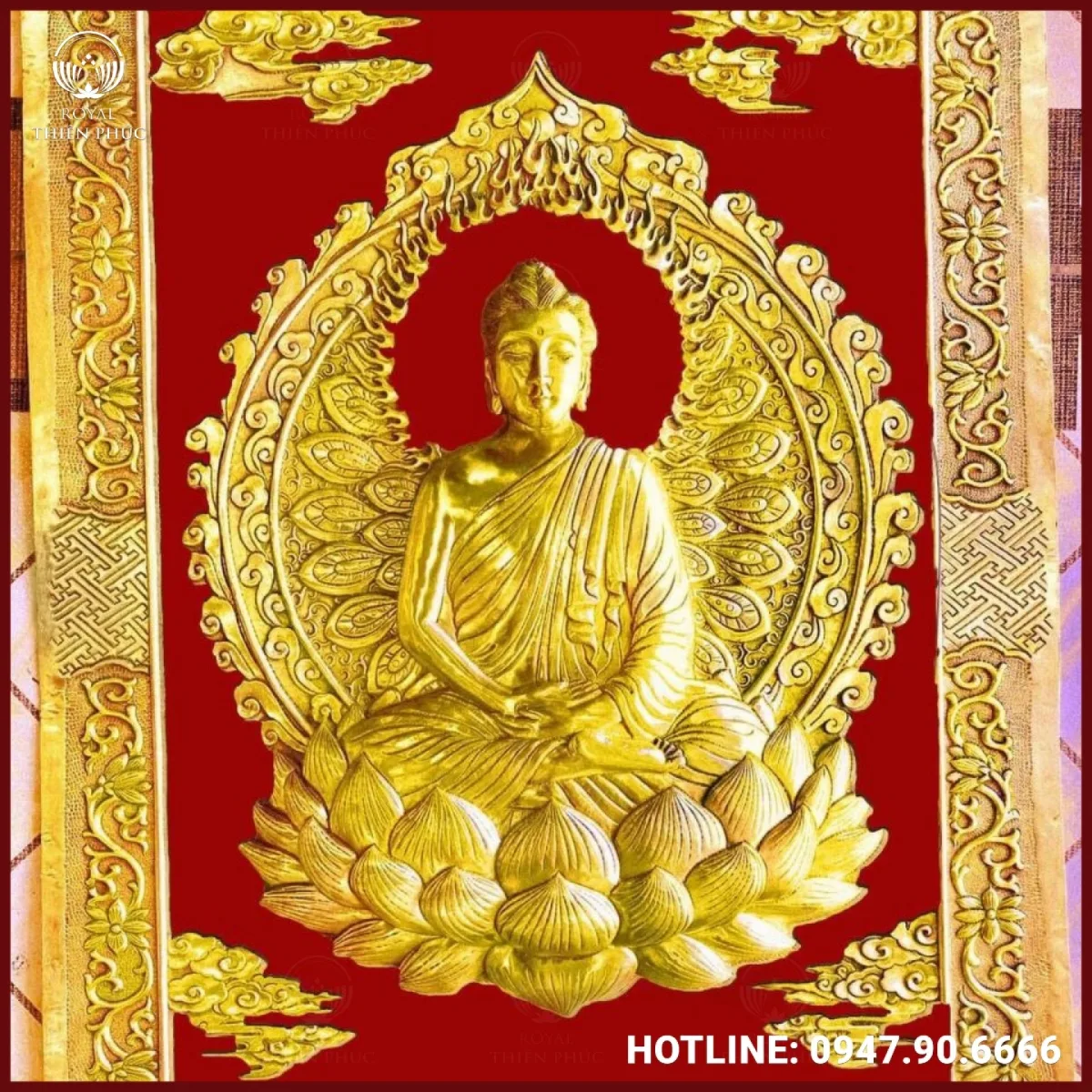 Tranh Phật Thích Ca bằng đồng dát vàng