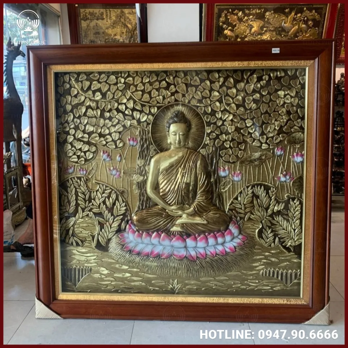 Tranh Phật Thích Ca Mâu Ni bằng đồng làm màu tinh xảo