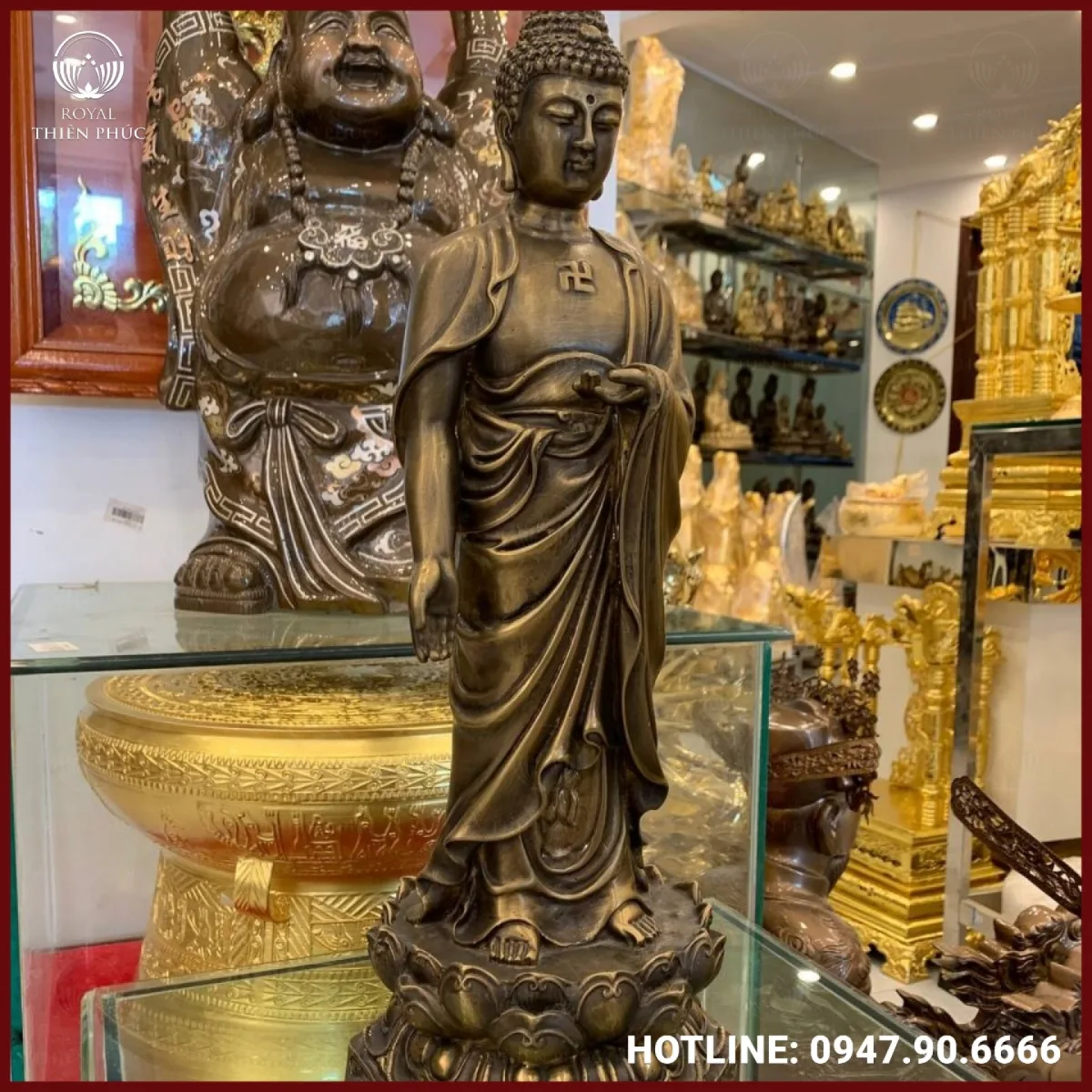 Tượng Đức Phật A Di Đà bằng đồng hun