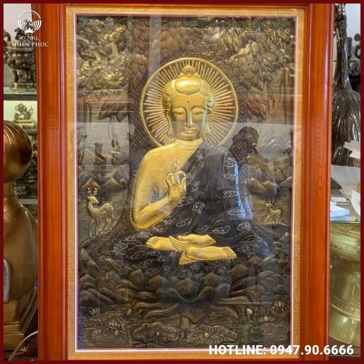 Tranh Phật bằng đồng dát vàng kích thước 1m x 1m4