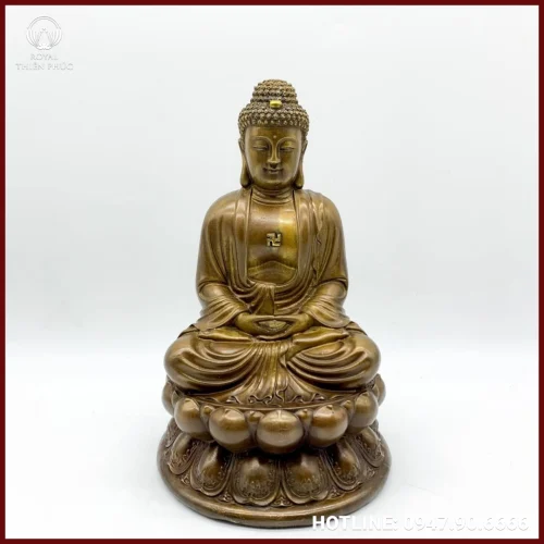 Tượng Phật A Di Đà bằng đồng giả cổ cao 30cm