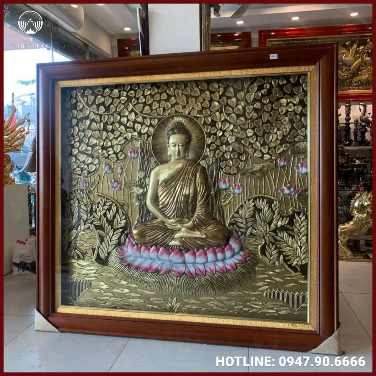 Tranh Phật Thích Ca Mâu Ni bằng đồng làm màu tinh xảo