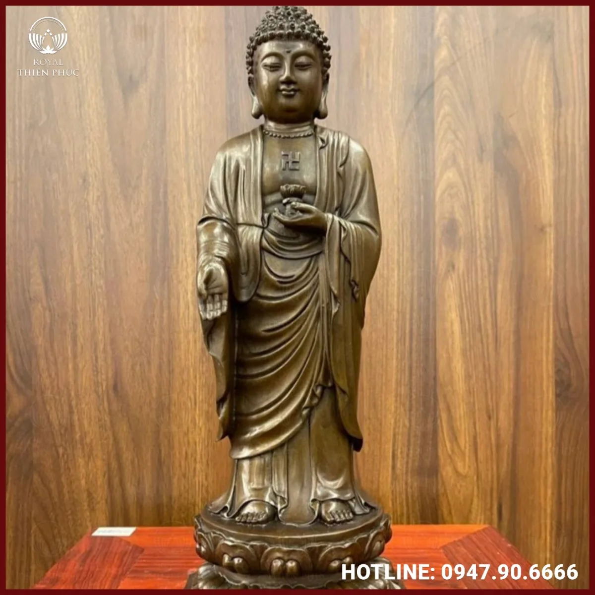 Tượng Phật A Di Đà đứng hun giả cổ nặng 3kg