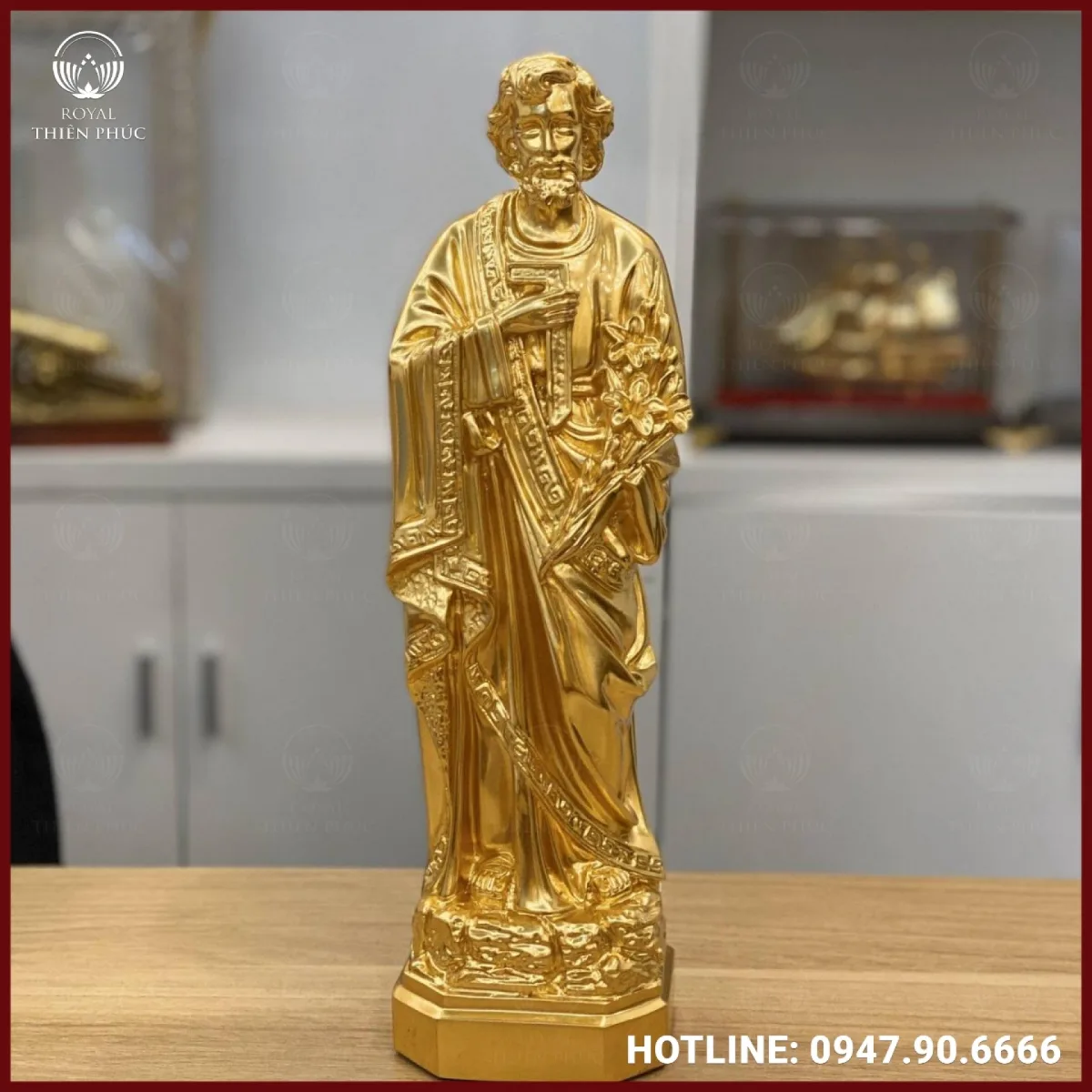 Tượng Thánh Giuse bằng đồng dát vàng 9999 tinh xảo