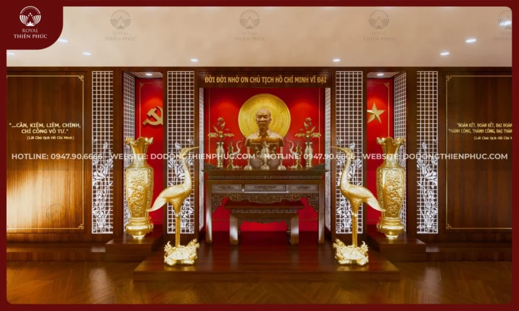 Tư vấn, thiết kế và thi công bàn thờ Bác Hồ theo yêu cầu đẹp chuẩn