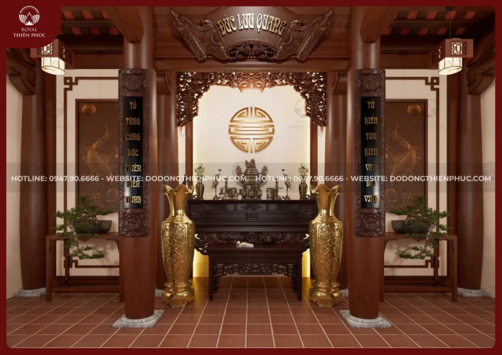 Dịch vụ thiết kế phòng thờ ba gian chuẩn phong thuỷ