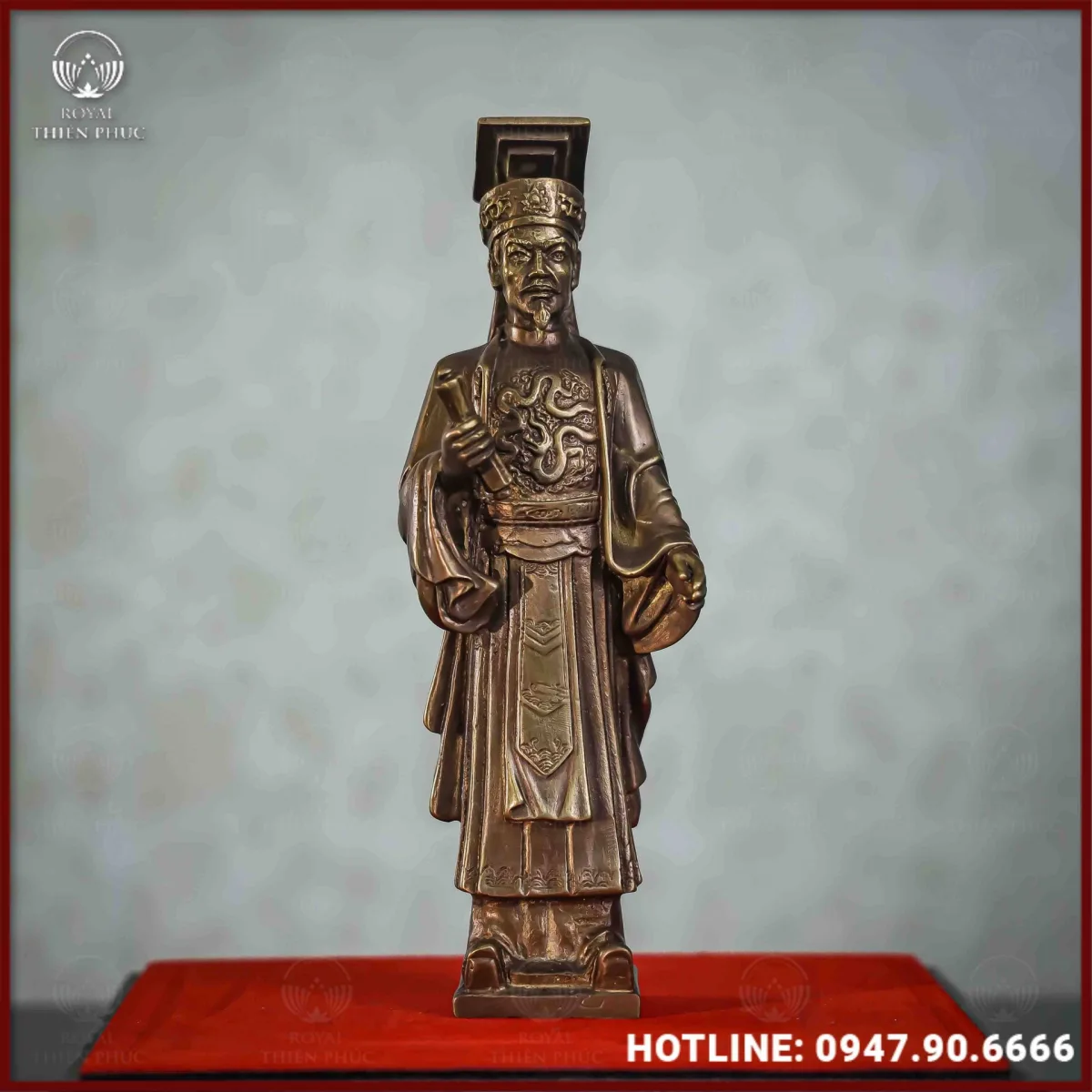 Tượng Lý Thái Tổ đồng vàng làm màu cao 23cm ngang 7cm