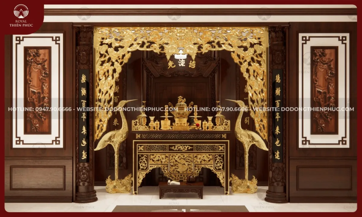 Bàn thờ Dát vàng cao cấp - Dịch vụ thiết kế thi công 