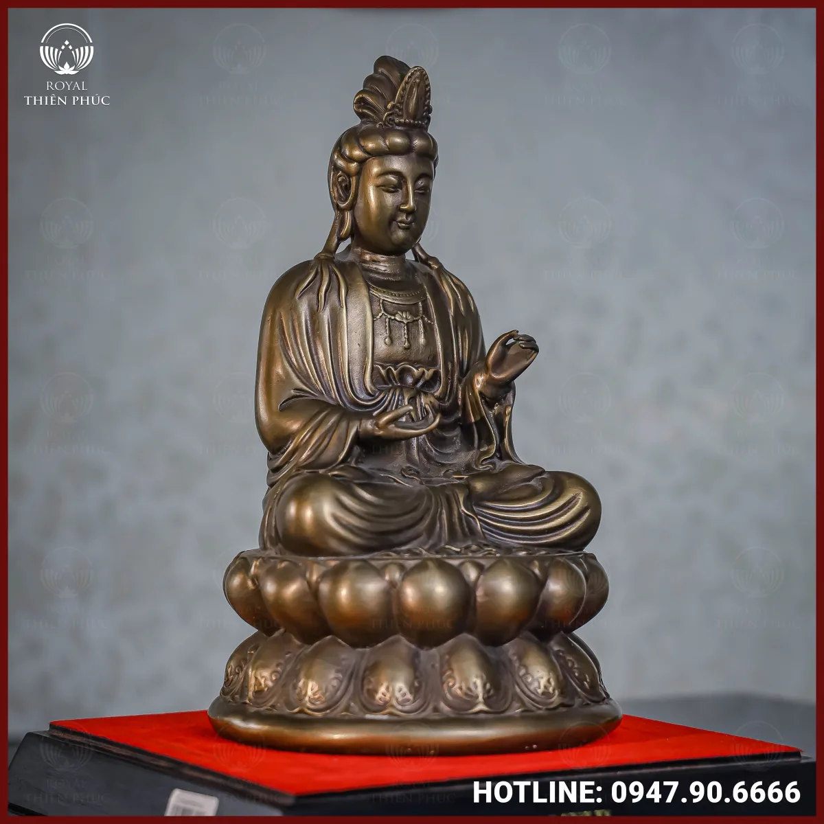 Tượng Phật Đại Thế Chí đồng vàng hun cao 27cm