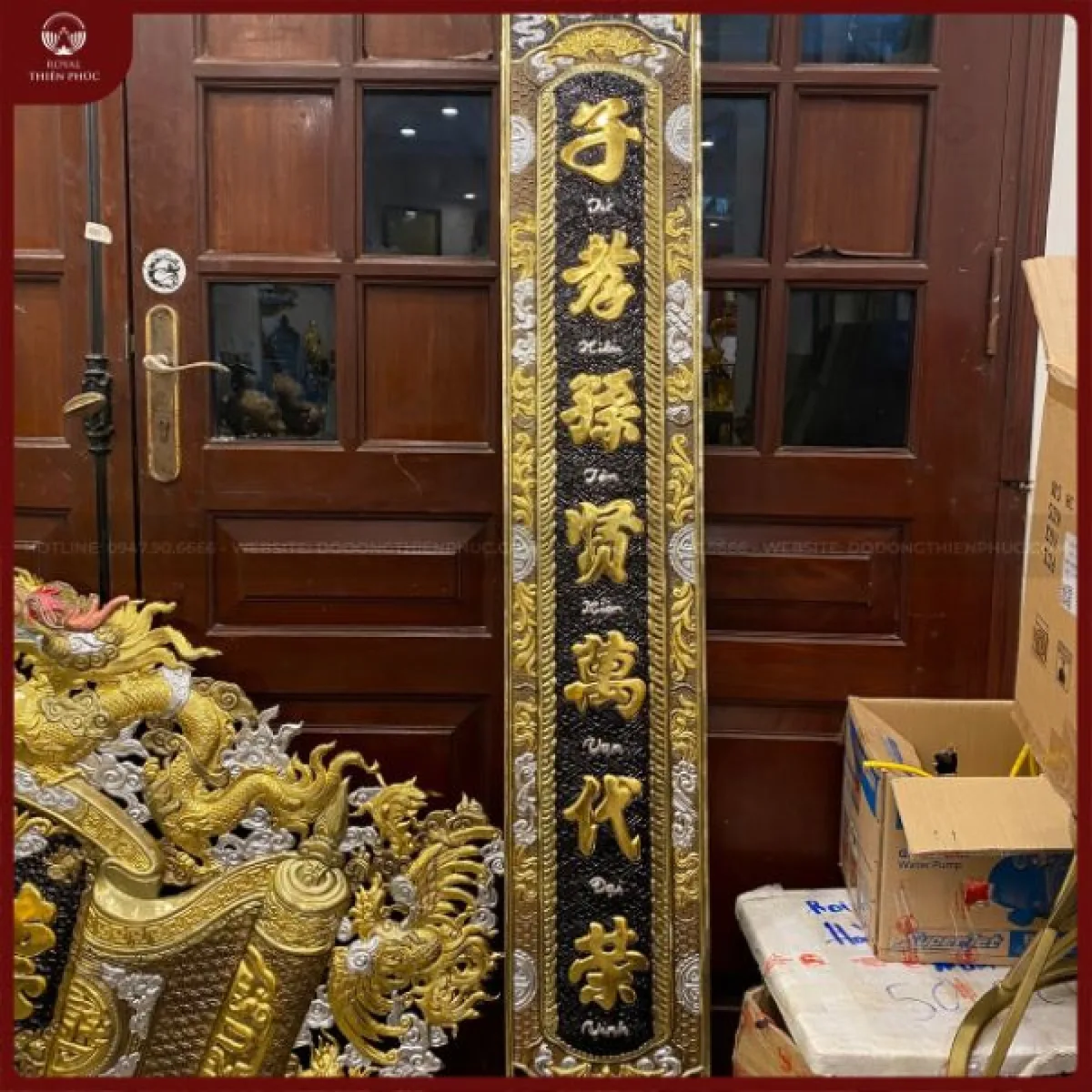 Cuốn thư câu đối khảm tam khí 1m55