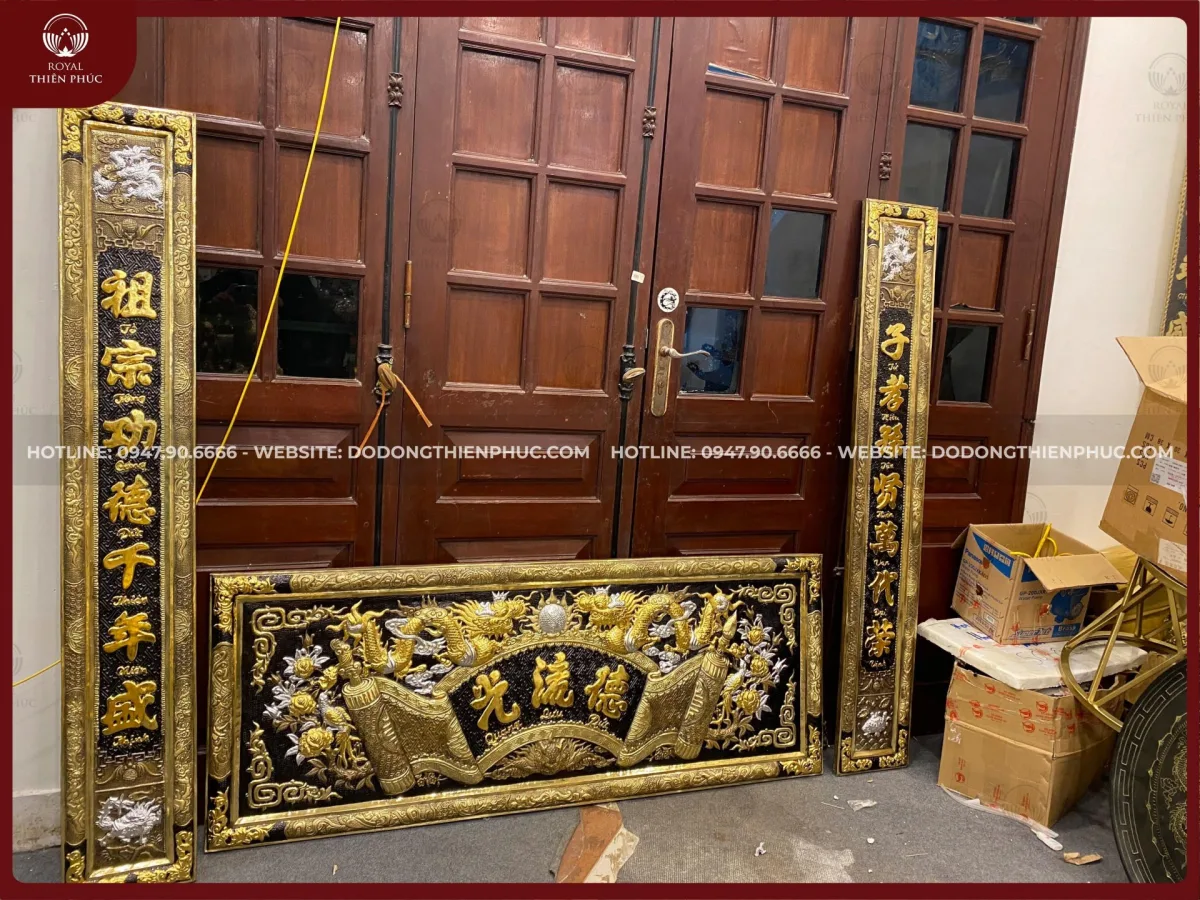 Đại tự câu đối khảm tam khí 1m55