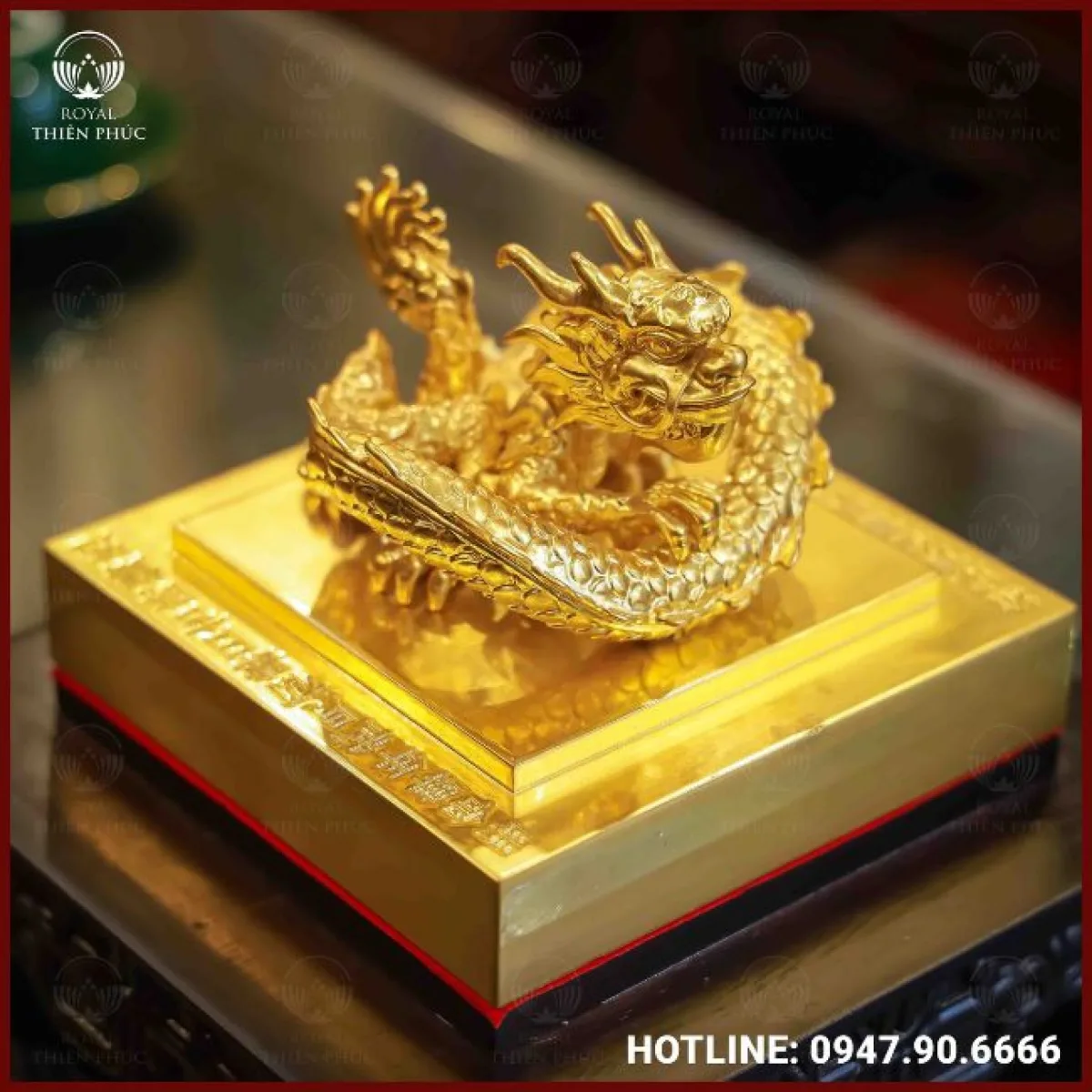 Ấn rồng bằng đồng dát vàng 9999 cao cấp