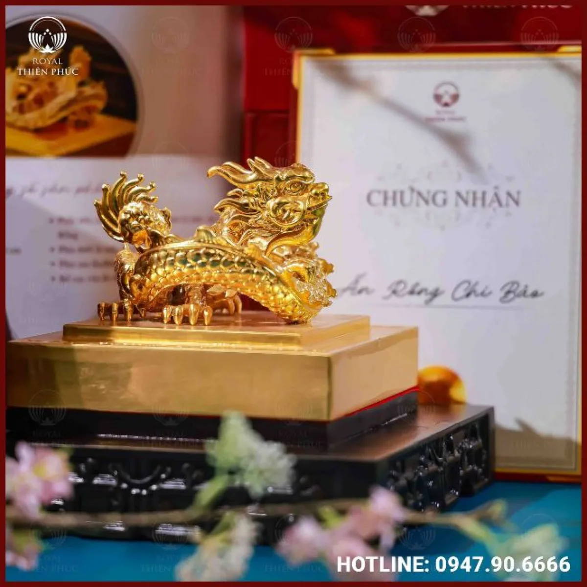 Ấn rồng bằng đồng dát vàng cao cấp