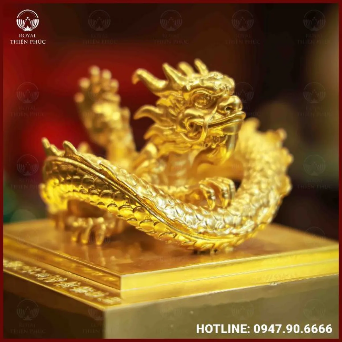 Ấn rồng bằng đồng dát vàng 9999 cao cấp