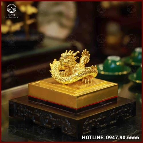 Ấn rồng bằng đồng dát vàng 9999 cao cấp