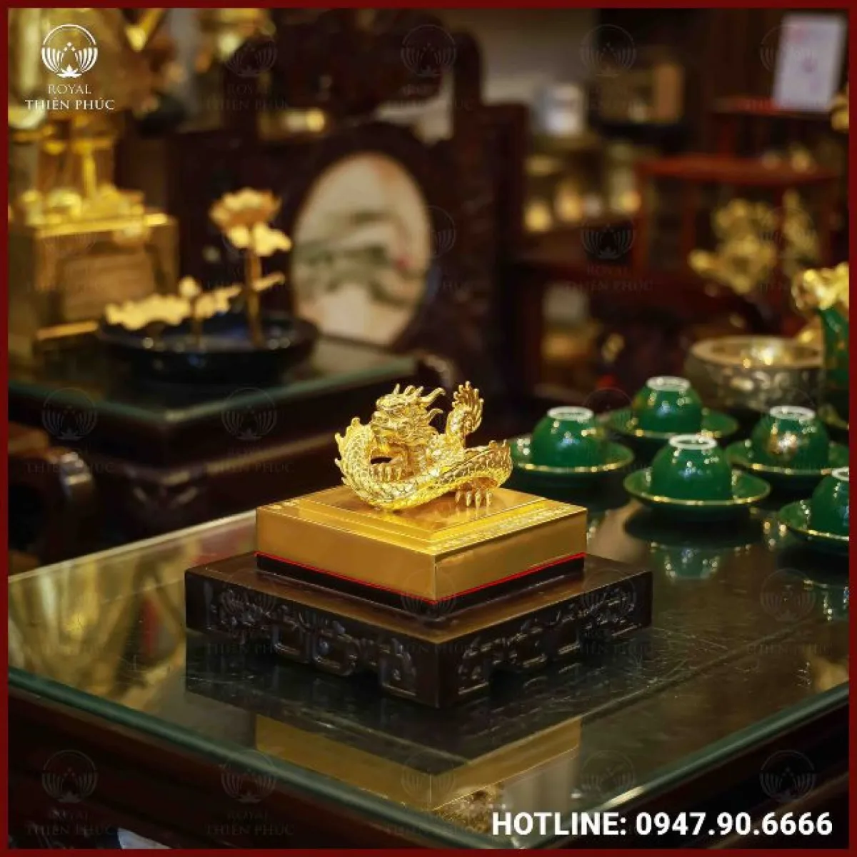 Ấn rồng bằng đồng dát vàng 9999 cao cấp
