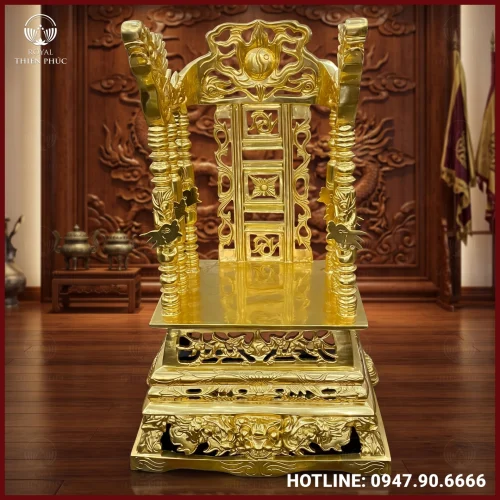 Ngai thờ bằng đồng đỏ thếp vàng cao cấp 80cm x 50cm x 39cm