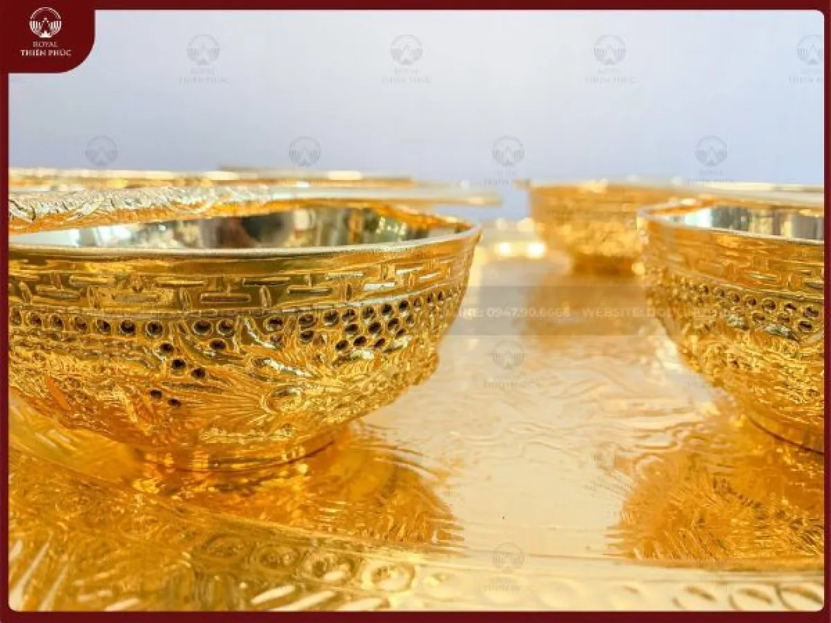 Mâm bát đũa chữ Phúc mạ vàng