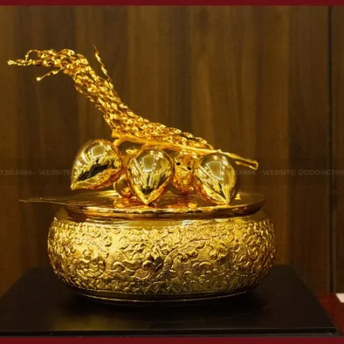 Bộ cơi trầu cau mạ vàng 16cm