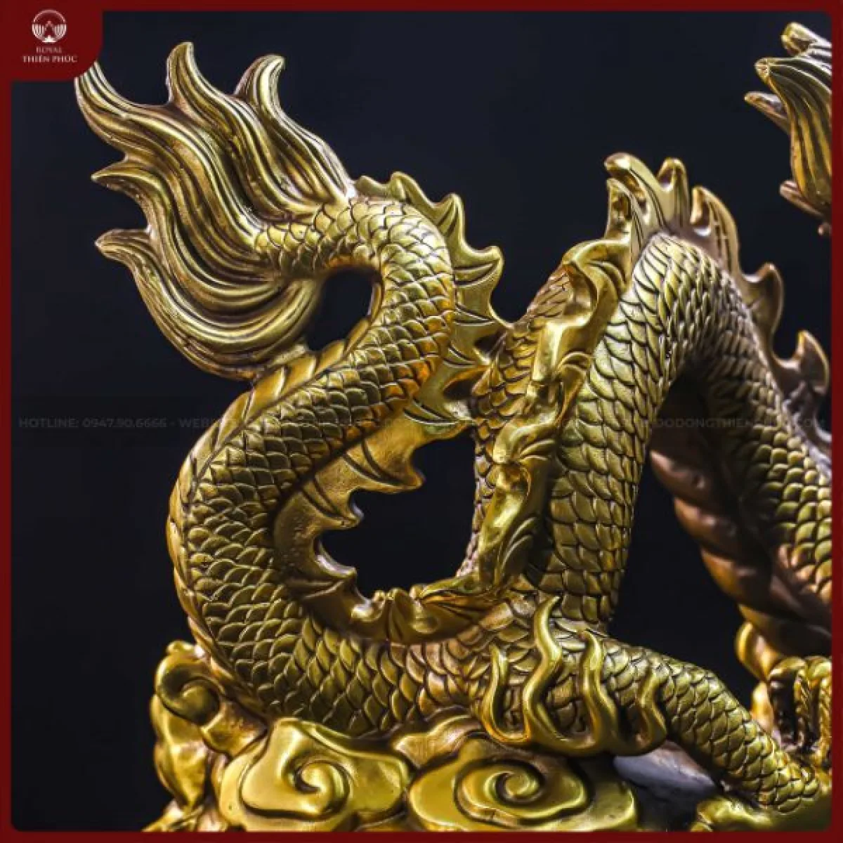 Tượng rồng hồ lô đồng vàng cao 42cm - ngang 52cm - sâu 25cm - nặng 12k