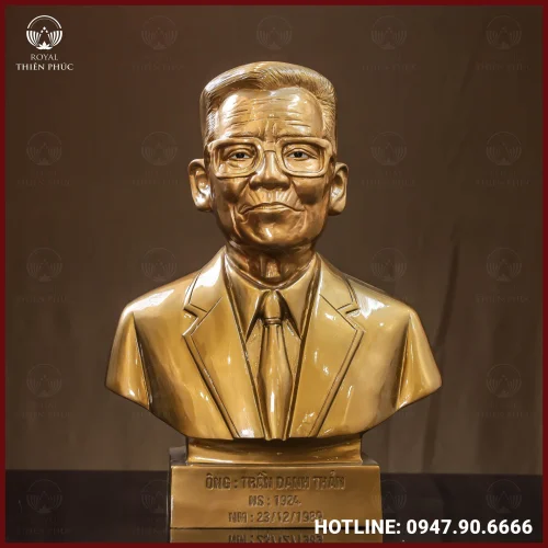 Tượng truyền thần cụ ông đồng đỏ làm màu giả cổ cao 42cm