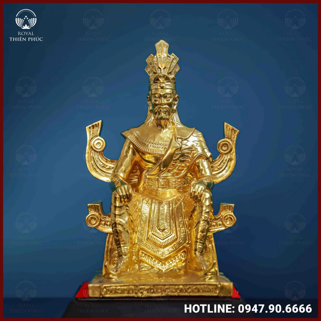 Tượng vua Hùng đồng vàng dát vàng kích thước 28x15cm
